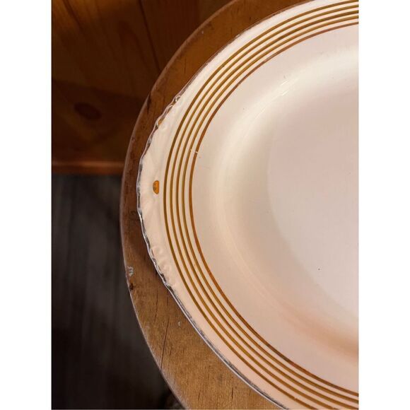 Homer Laughlin Eggshell Nautilus Platter Platinum striped - Picture 2 of 12